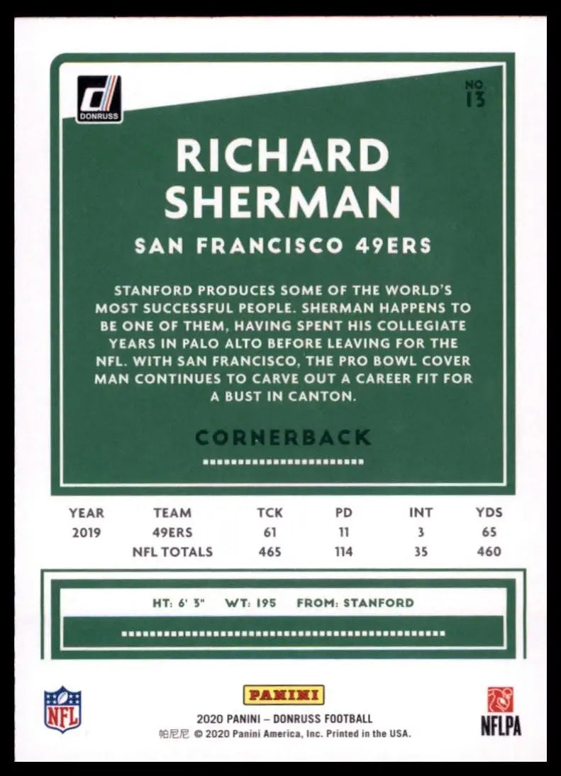 2020 Panini Donruss - Richard Sherman #13 - Football Card Single