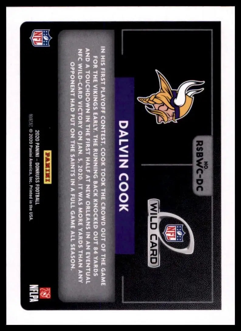 2020 Panini Donruss - Road to the Super Bowl Wild Card Dalvin Cook #RSBWC-DC