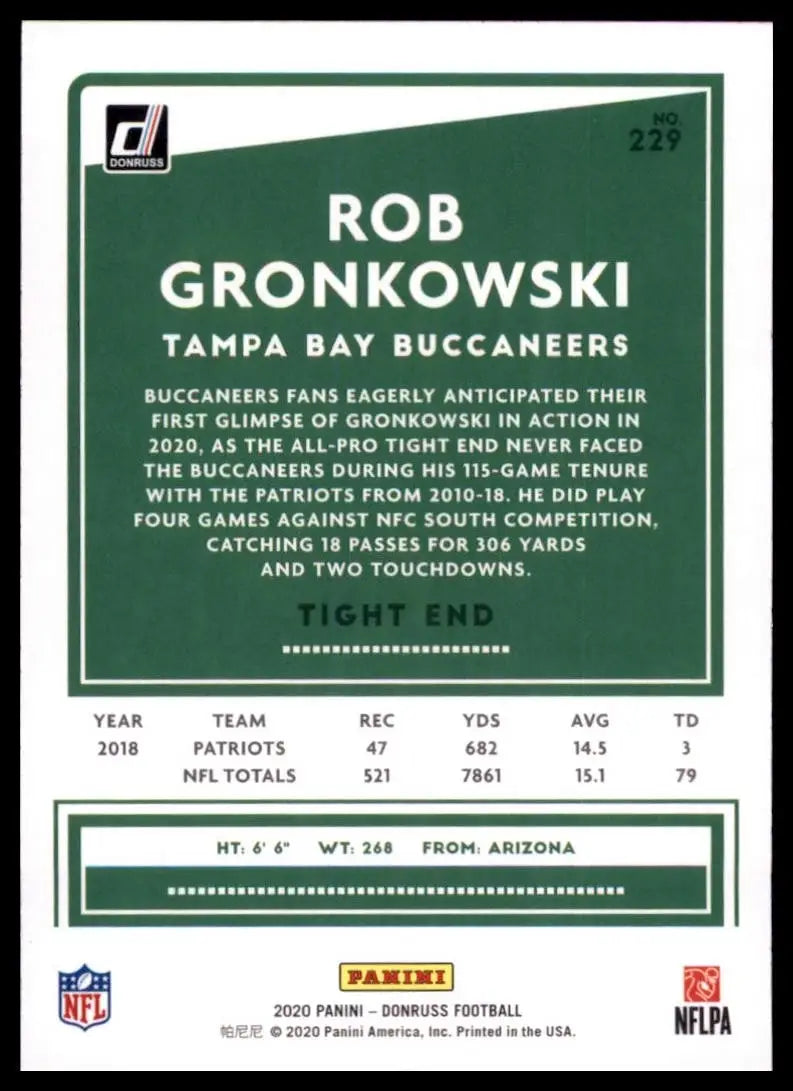 2020 Panini Donruss - Rob Gronkowski #229 Press Proof Blue