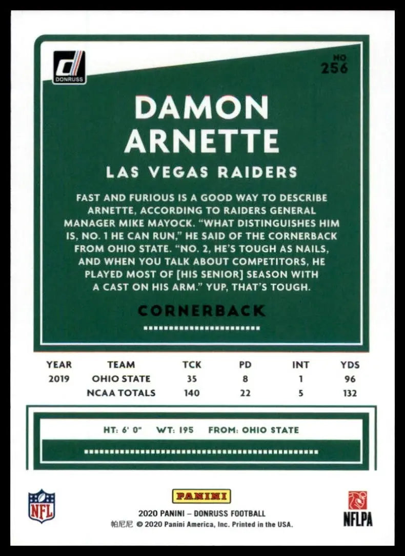 2020 Panini Donruss - Rookie Damon Arnette #256 (RC) - Football Card Single