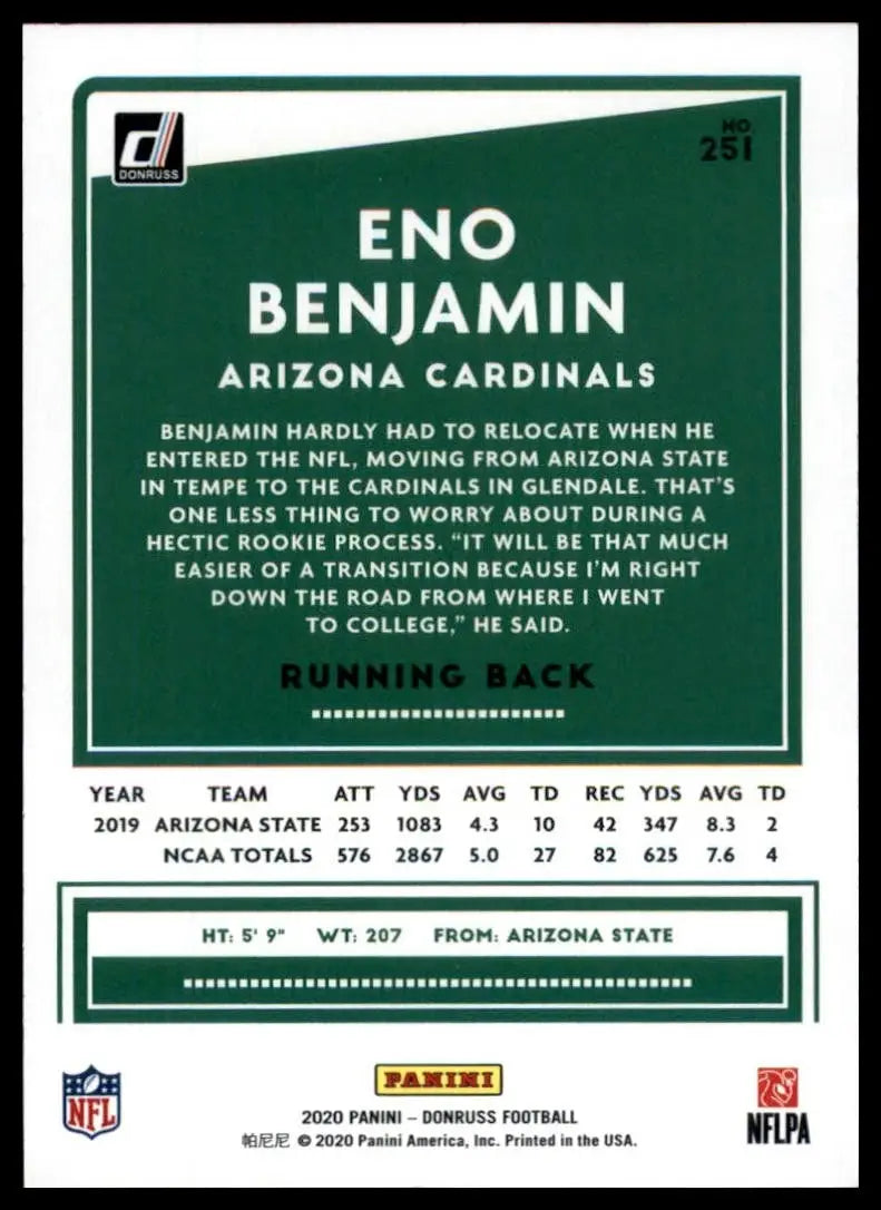 2020 Panini Donruss - Rookie Eno Benjamin #251 (RC)