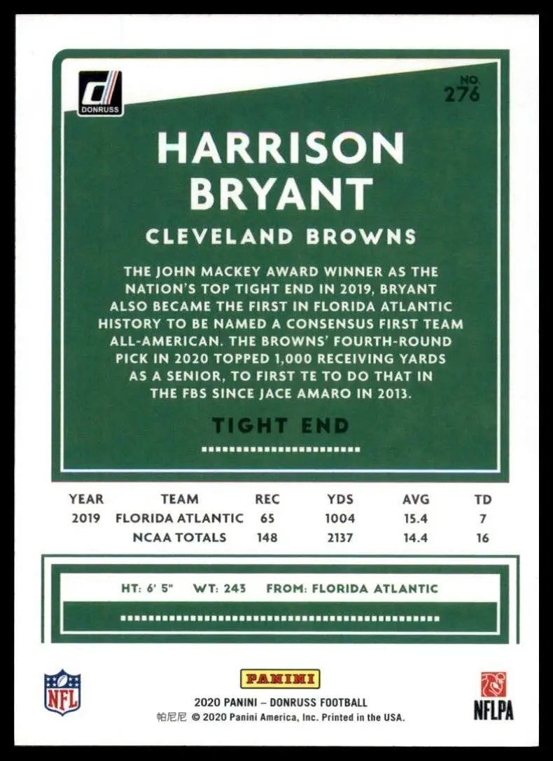 2020 Panini Donruss - Rookie Harrison Bryant #276 (RC) - Football Card Single