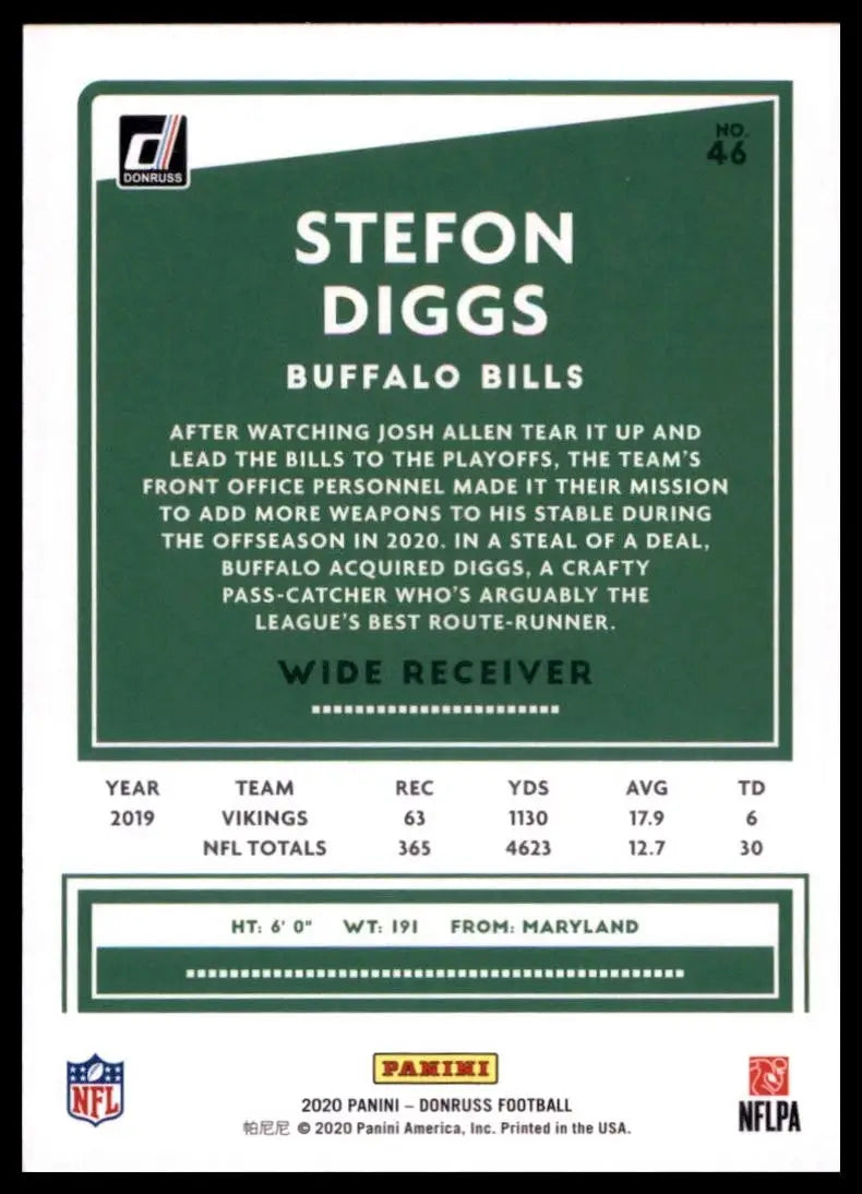 2020 Panini Donruss - Stefon Diggs #46 - Football Card Single