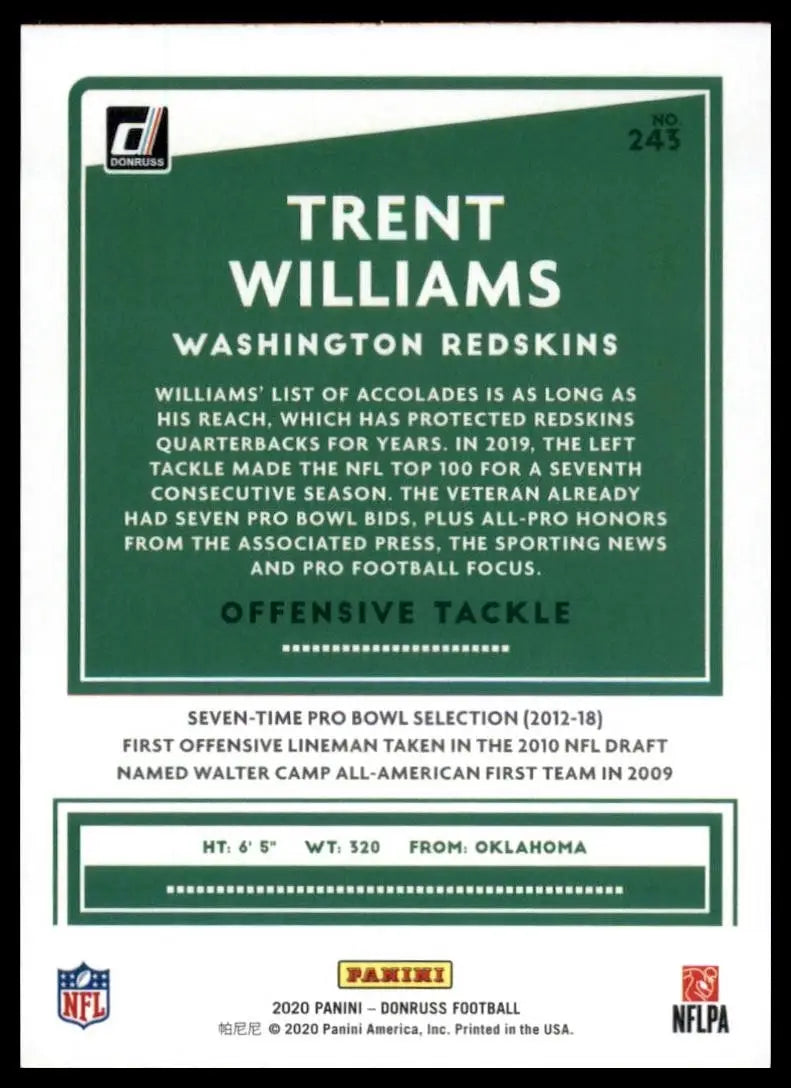 2020 Panini Donruss - Trent Williams #243 - Football Card Single