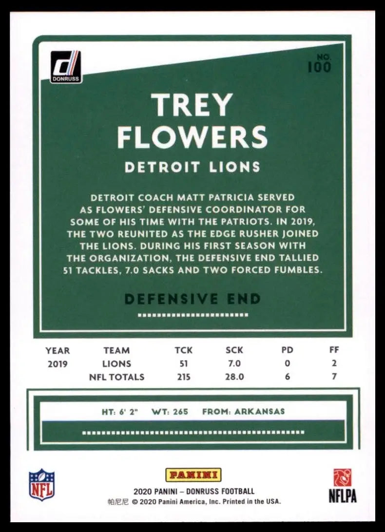 2020 Panini Donruss - Trey Flowers #100 - Football Card Single