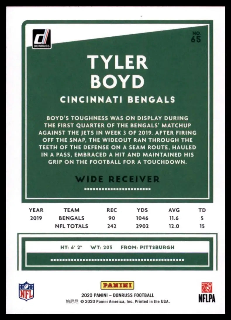 2020 Panini Donruss - Tyler Boyd #65 - Football Card Single