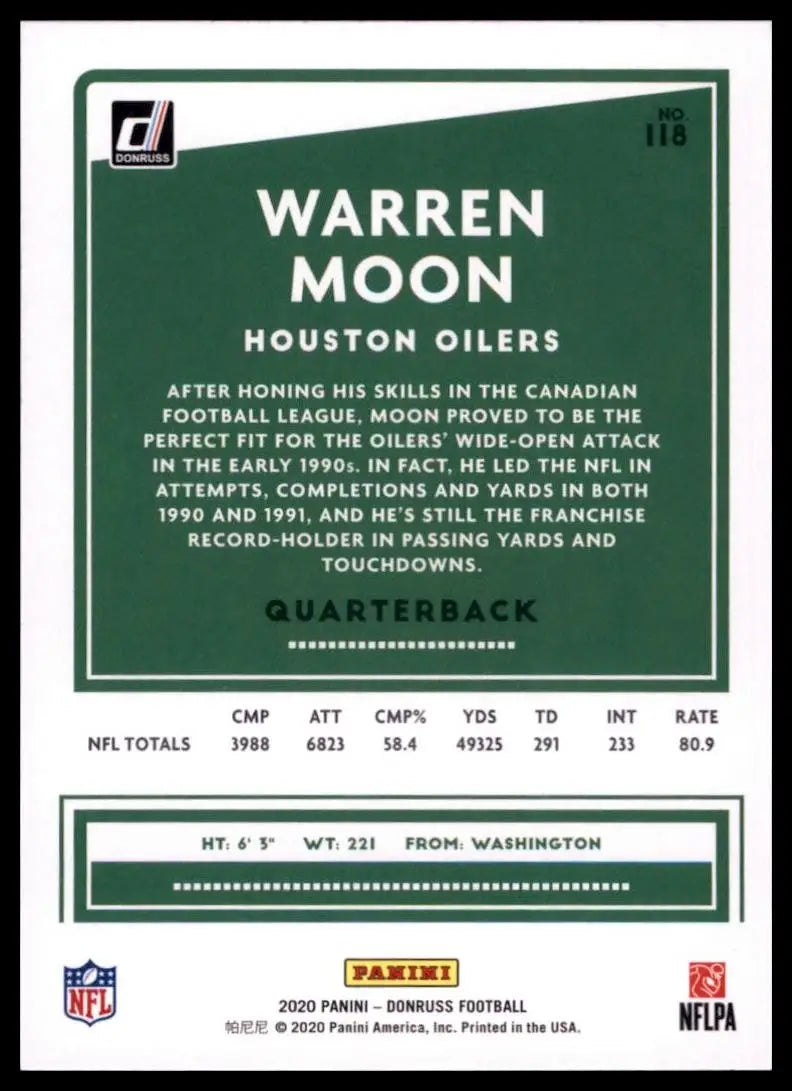 2020 Panini Donruss - Warren Moon #118 - Football Card Single