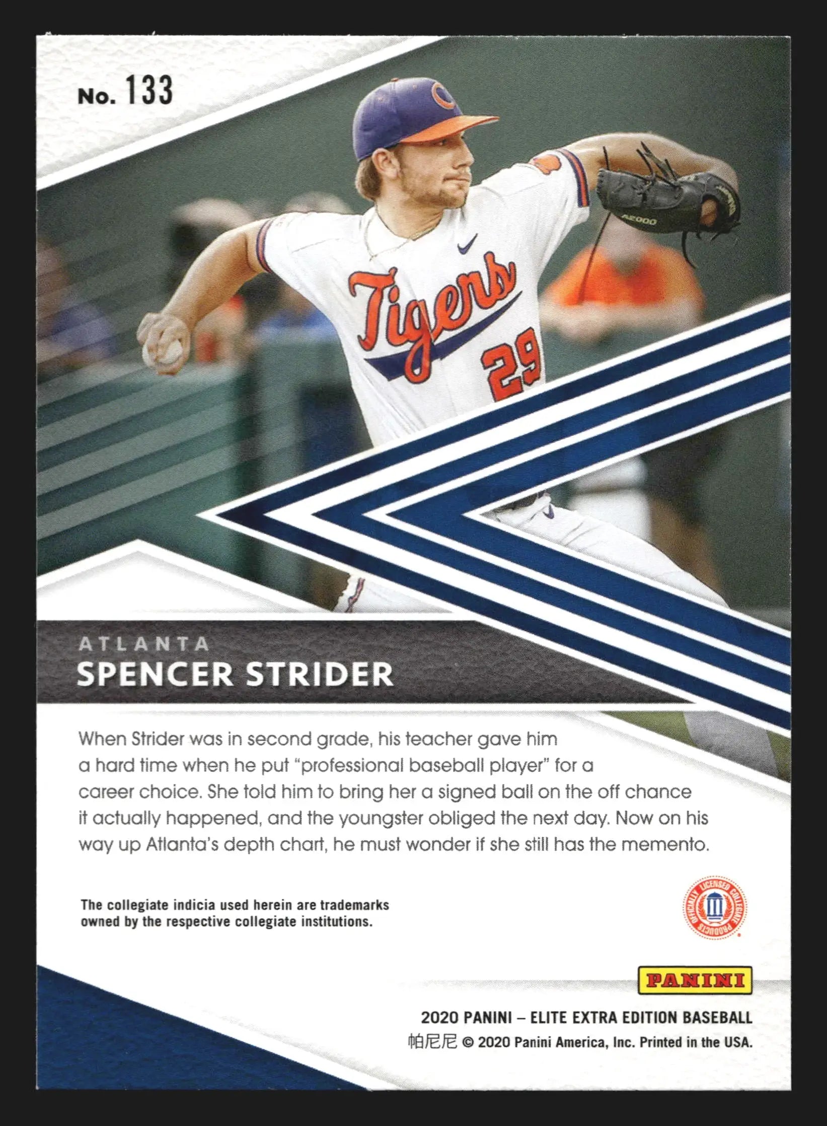 2020 Panini Elite Extra Edition #133 Spencer Strider Braves - Baseball Card Single