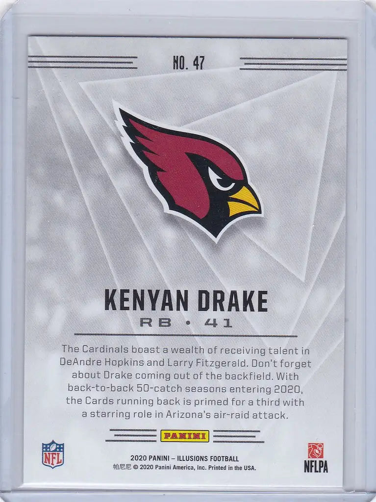 NFL trading card showcasing Panini Illusions Gold Kenyan Drake Arizona Cardinals design