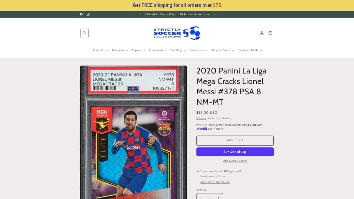Lionel Messi 2020 Panini La Liga soccer card PSA 8 in sleeve