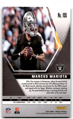 2020 Panini Mosaic #105 Marcus Mariota NM Near Mint ID:43589 - Football Card Single