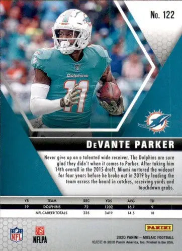 Original gloss Panini Mosaic DeVante Parker football card from 2020 Dolphins collection
