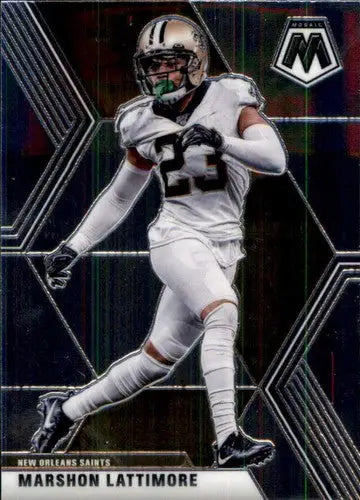 Original gloss Panini Mosaic Marshon Lattimore football card from 2020 Saints collection