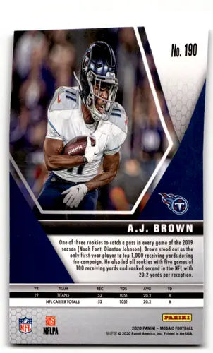Original gloss of A.J. Brown football card from 2020 Panini Mosaic by Simply Sandoval