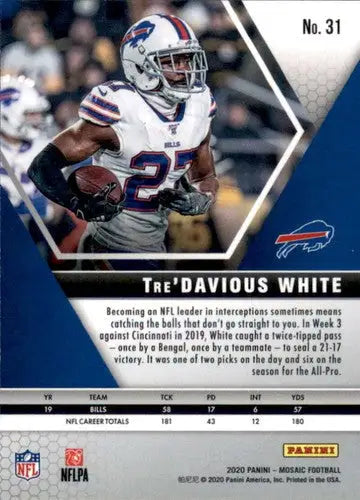 2020 Panini Mosaic Tre’Davious White football trading card with original gloss