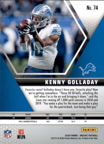 2020 Panini Mosaic #74 Kenny Golladay NM-MT Lions ID:43595 - Football Card Single