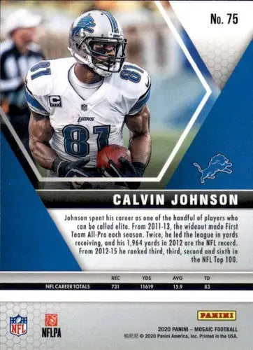 2020 Panini Mosaic #75 Calvin Johnson NM-MT Lions ID:59008 - Football Card Single