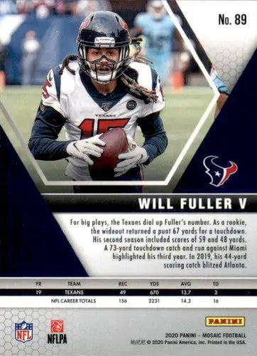 2020 Panini Mosaic #89 Will Fuller V NM-MT Texans ID:43597 - Football Card Single