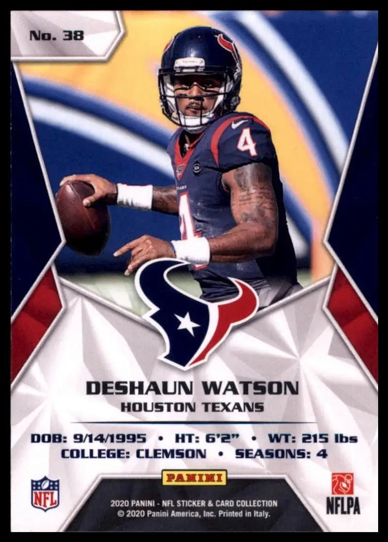2020 Panini NFL Sticker & Card Collection - Deshaun Watson #38 Silver - Football Card Single