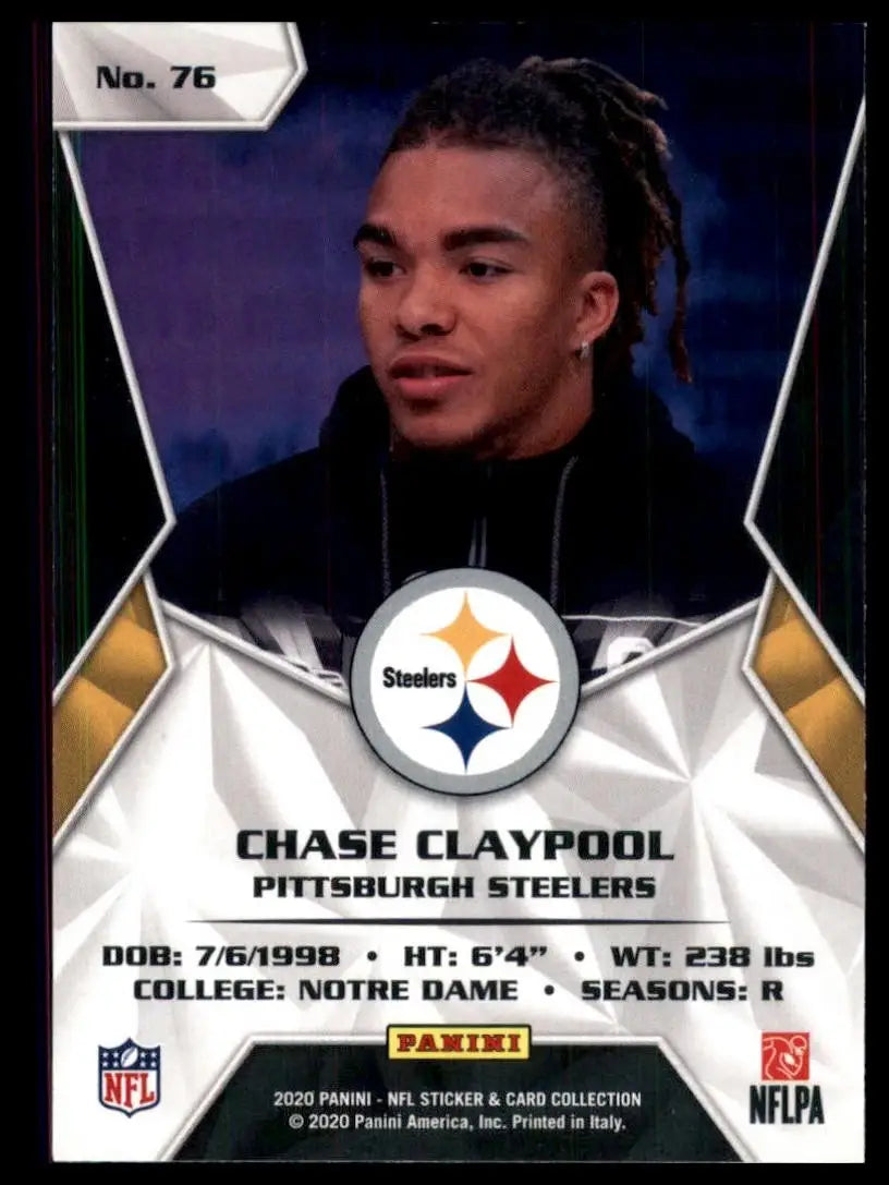 2020 Panini NFL Sticker & Card Collection Silver Chase Claypool #76 Rookie Card - Football Card Single
