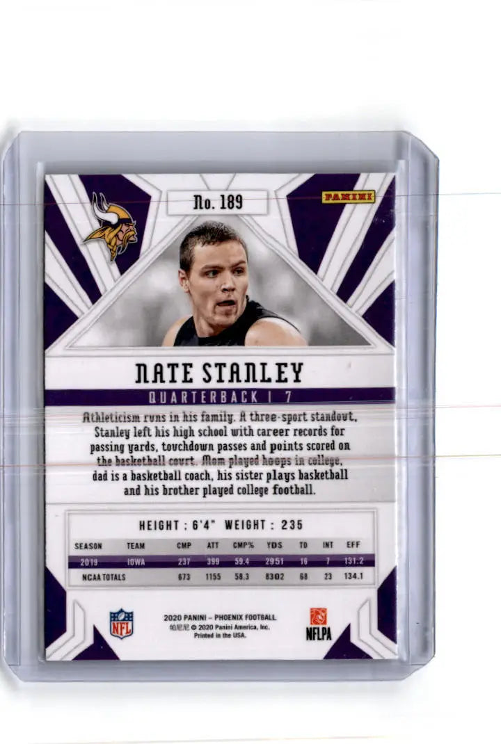 2020 Panini Phoenix #189 Nate Stanley Fire Burst - Football Card Single