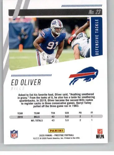 Ed Oliver football card from Panini Prestige 2020 featuring original gloss by Simply Sandoval