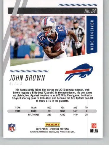 2020 Panini Prestige John Brown football card with original gloss, Bills player