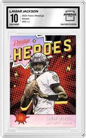 2020 Panini Prestige Lamar Jackson #HE-LJ Heroes Football AC 10 - Football Card Single