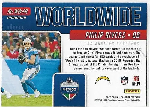 2020 Panini Prestige Worldwide #4 Philip Rivers NM-MT LA Chargers ID:28537 - Football Card Single