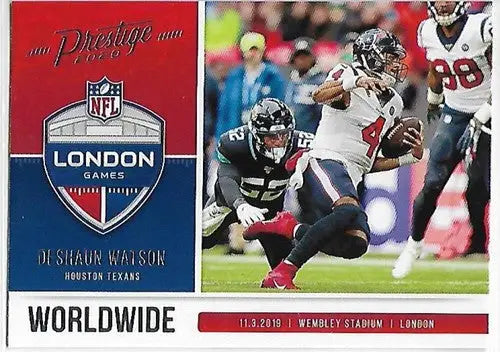 Deshaun Watson football card from 2020 Panini Prestige Worldwide collection