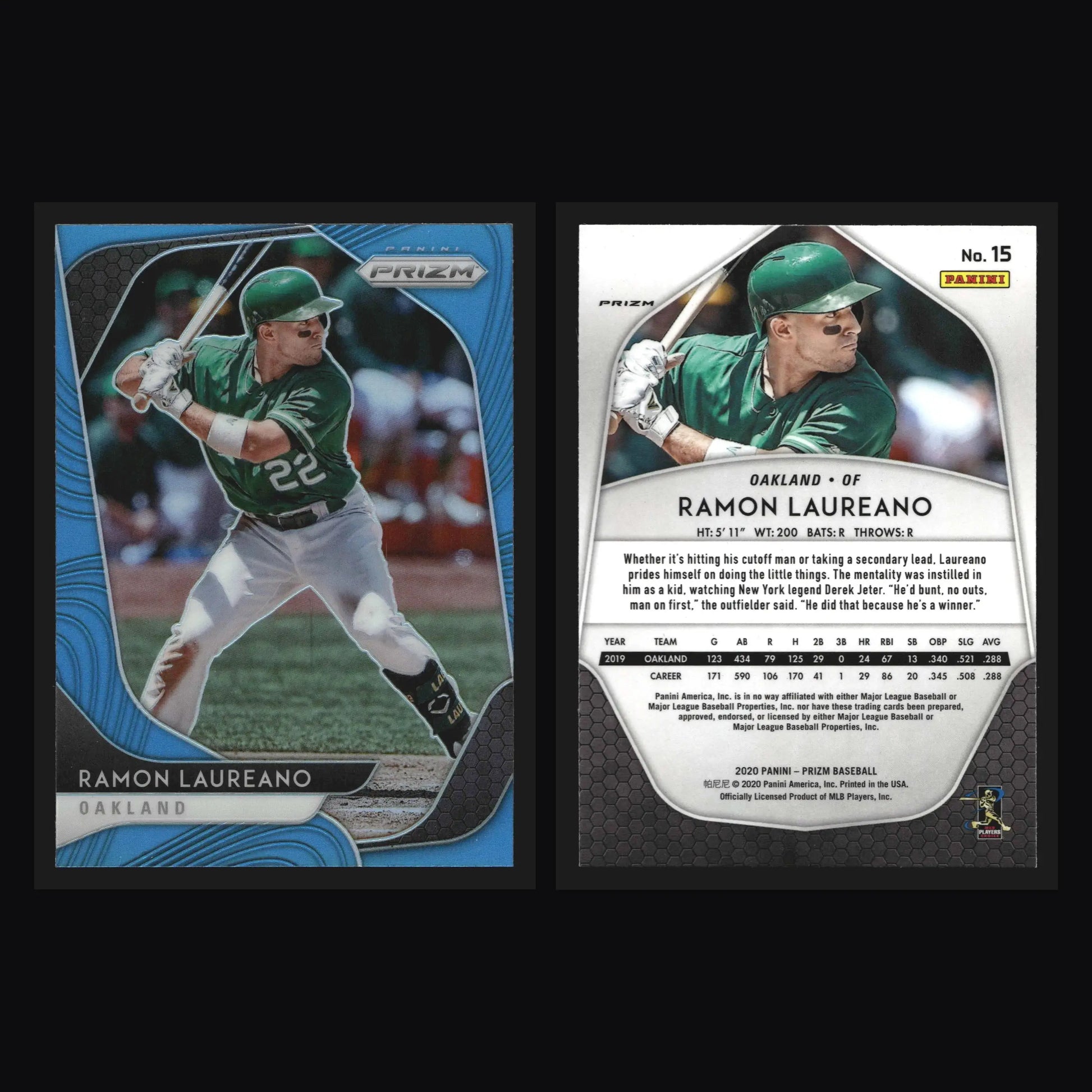 2020 Panini Prizm #15 Ramon Laureano Carolina Blue Prizm Oakland Athletics - Baseball Card Single