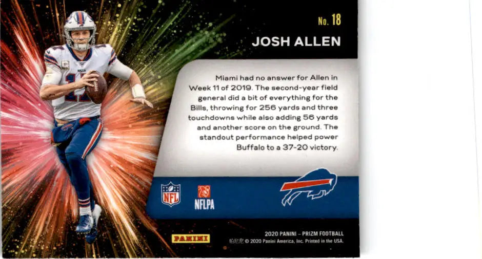2020 Panini Prizm #18 Josh Allen Fireworks - Football Card Single