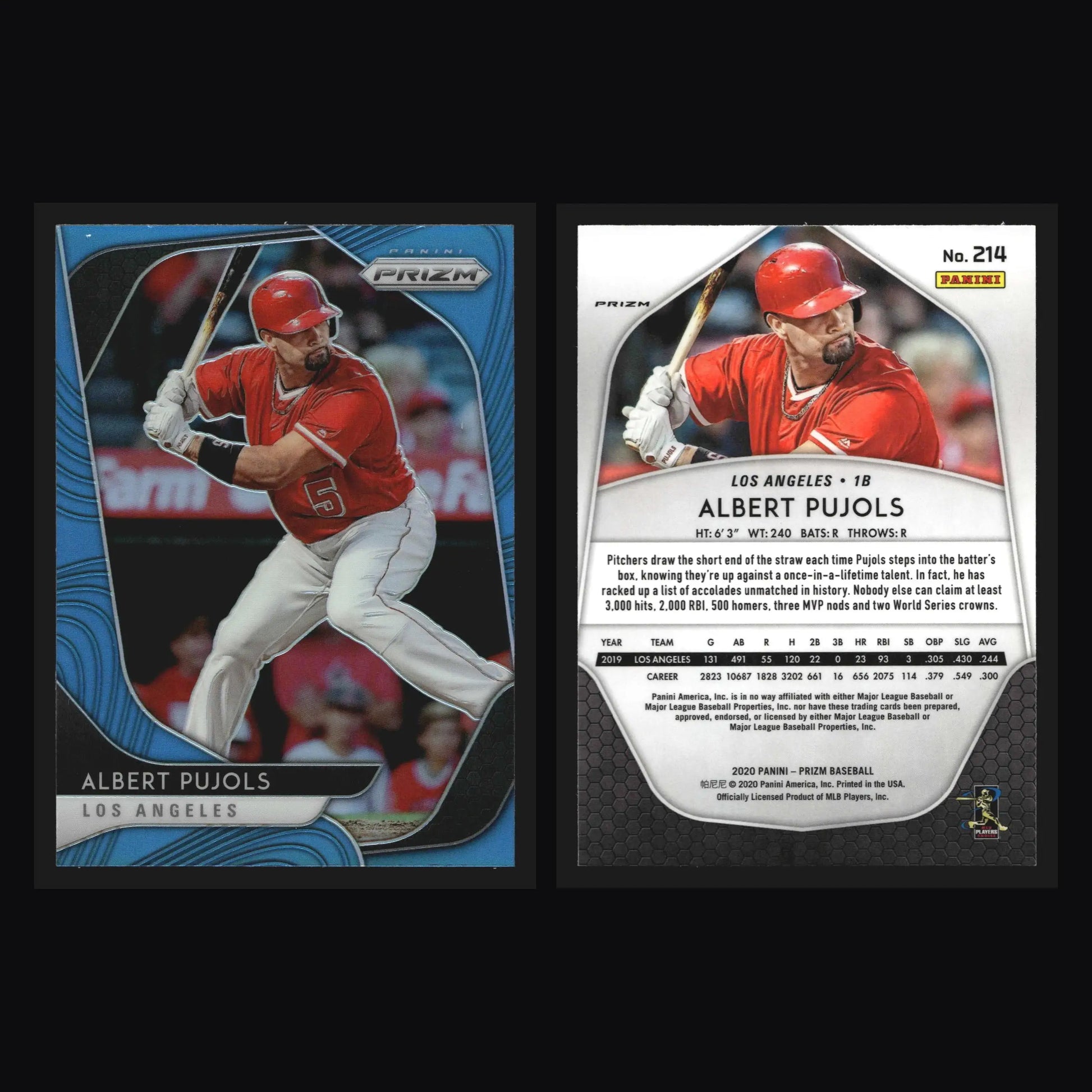2020 Panini Prizm #214 Albert Pujols Angels Carolina Blue Prizm - Baseball Card Single