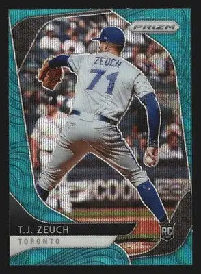 2020 Panini Prizm #3 T.J. Zeuch Teal Wave Prizm RC Toronto Blue Jays Rookie - Baseball Card Single