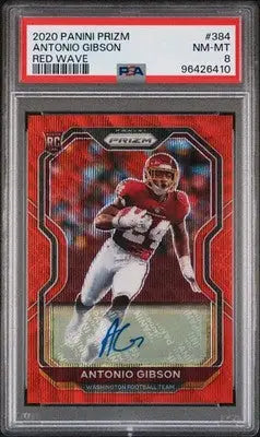 2020 Panini Prizm #384 Antonio Gibson Red Wave PSA 8 #/149 - Football Card Single