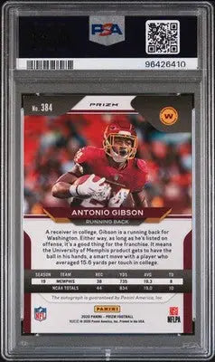 2020 Panini Prizm #384 Antonio Gibson Red Wave PSA 8 #/149 - Football Card Single