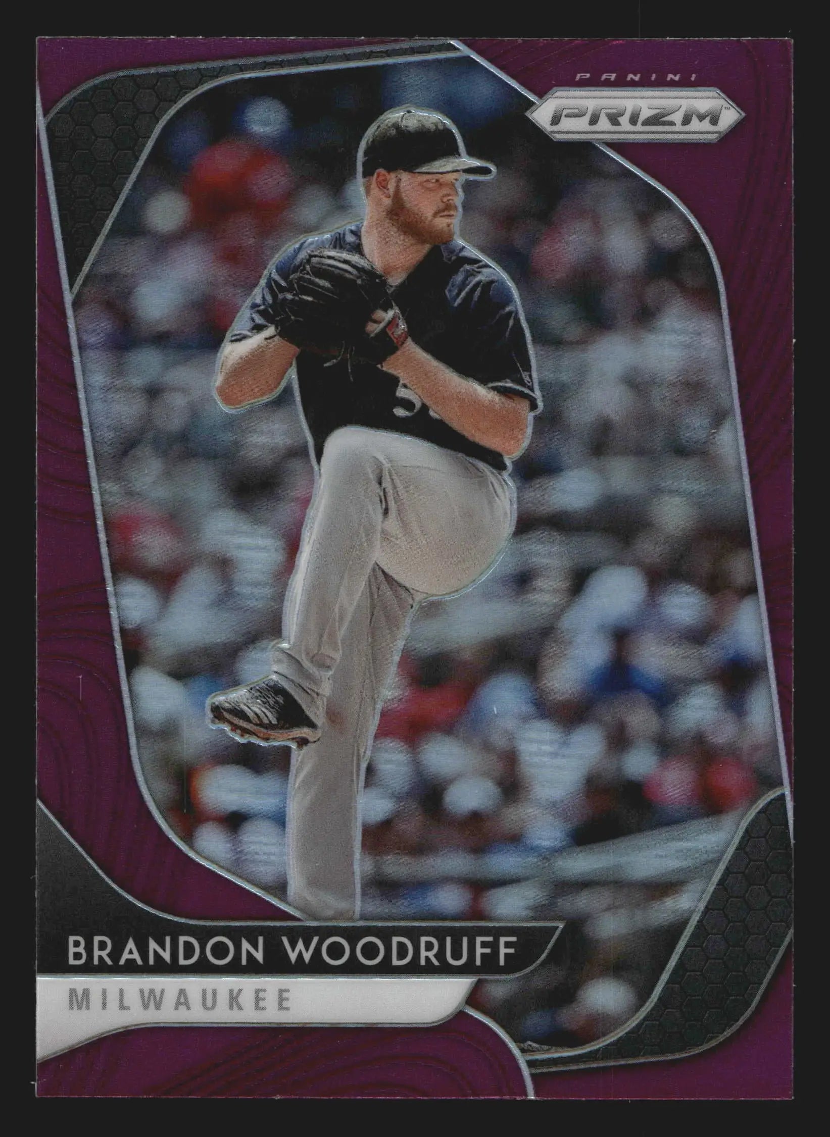 2020 Panini Prizm #4 Brandon Woodruff Purple Prizm Brewers - Baseball Card Single