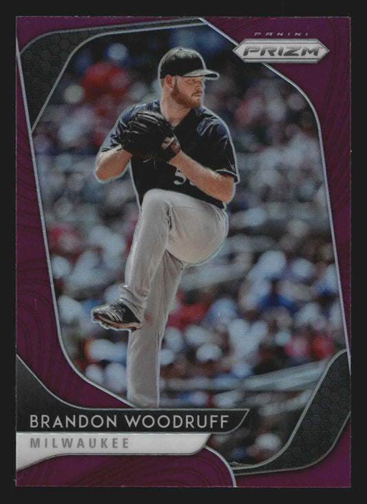 2020 Panini Prizm #4 Brandon Woodruff Purple Prizm Brewers - Baseball Card Single
