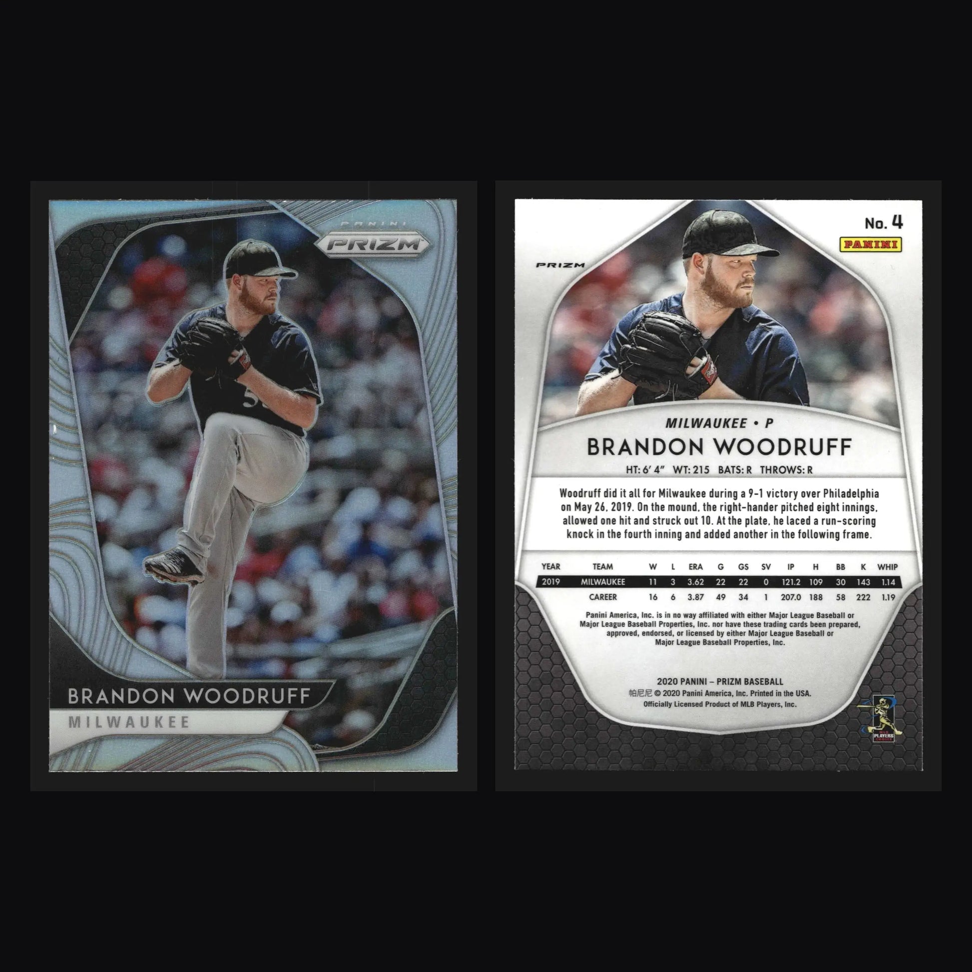 2020 Panini Prizm #4 Brandon Woodruff Silver Prizm Brewers - Baseball Card Single