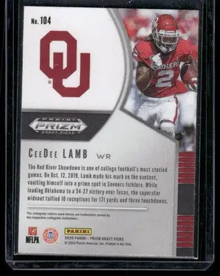 2020 Panini Prizm Draft Picks CeeDee Lamb #104 RC Football - Football Card Single