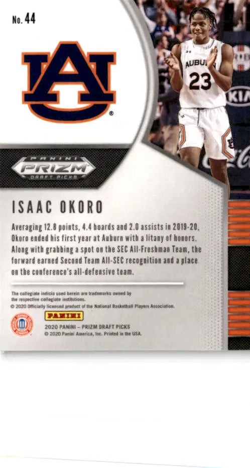 2020 Panini Prizm Draft Picks Collegiate #44 Isaac Okoro - Basketball Card Single