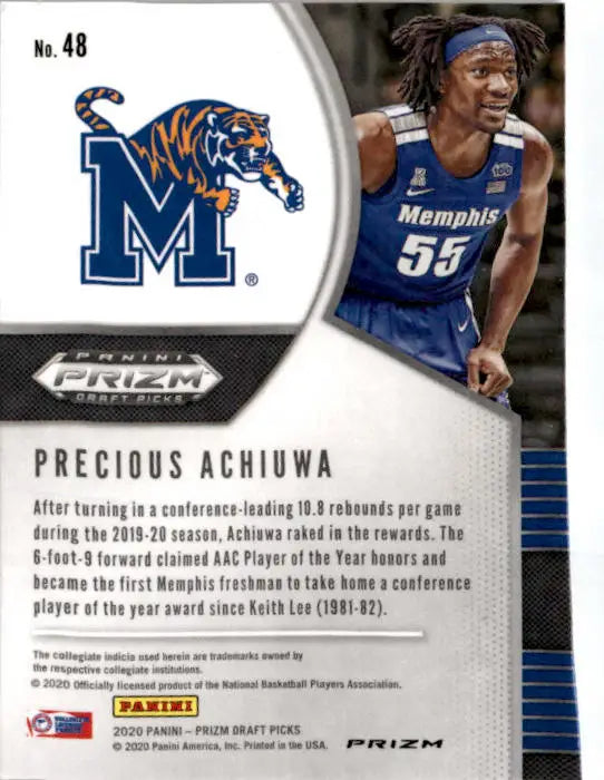 2020 Panini Prizm Draft Picks Collegiate #48 Precious Achiuwa Pink Ice - Basketball Card Single