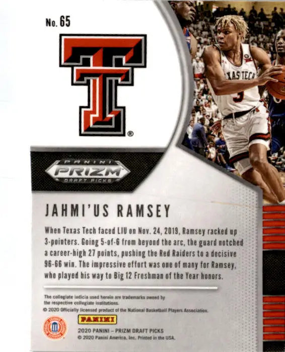2020 Panini Prizm Draft Picks Collegiate #65 Jahmi’us Ramsey - Basketball Card Single