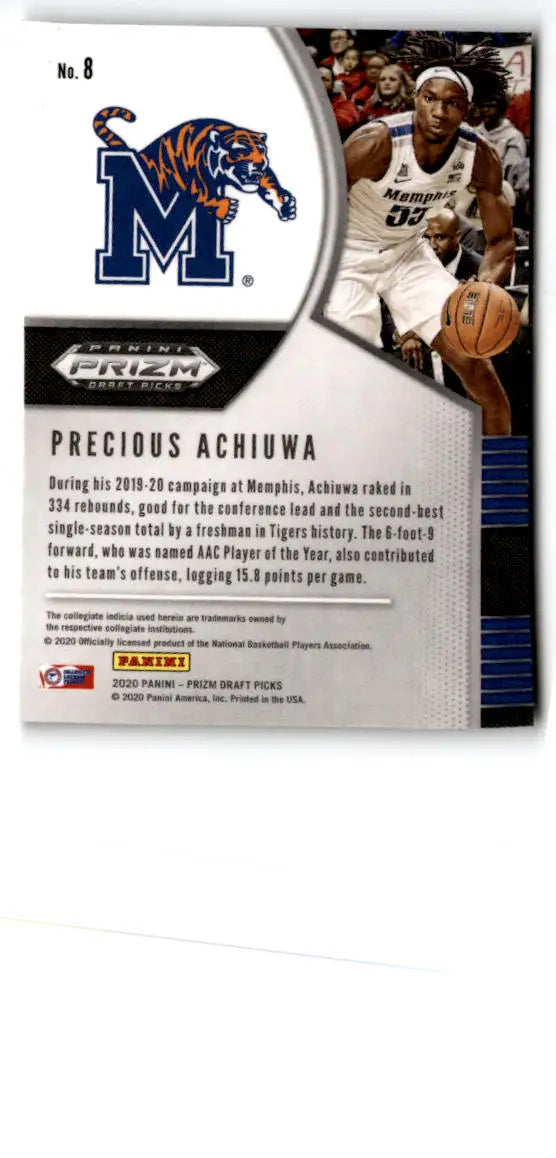 2020 Panini Prizm Draft Picks Collegiate #8 Precious Achiuwa - Basketball Card Single