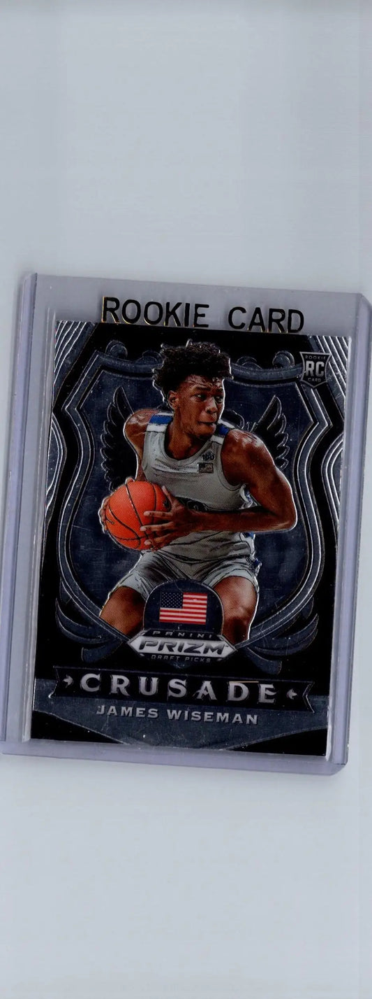 James Wiseman Panini Prizm Draft Picks Crusade rookie basketball card in 2020 Panini Prizm Draft Picks
