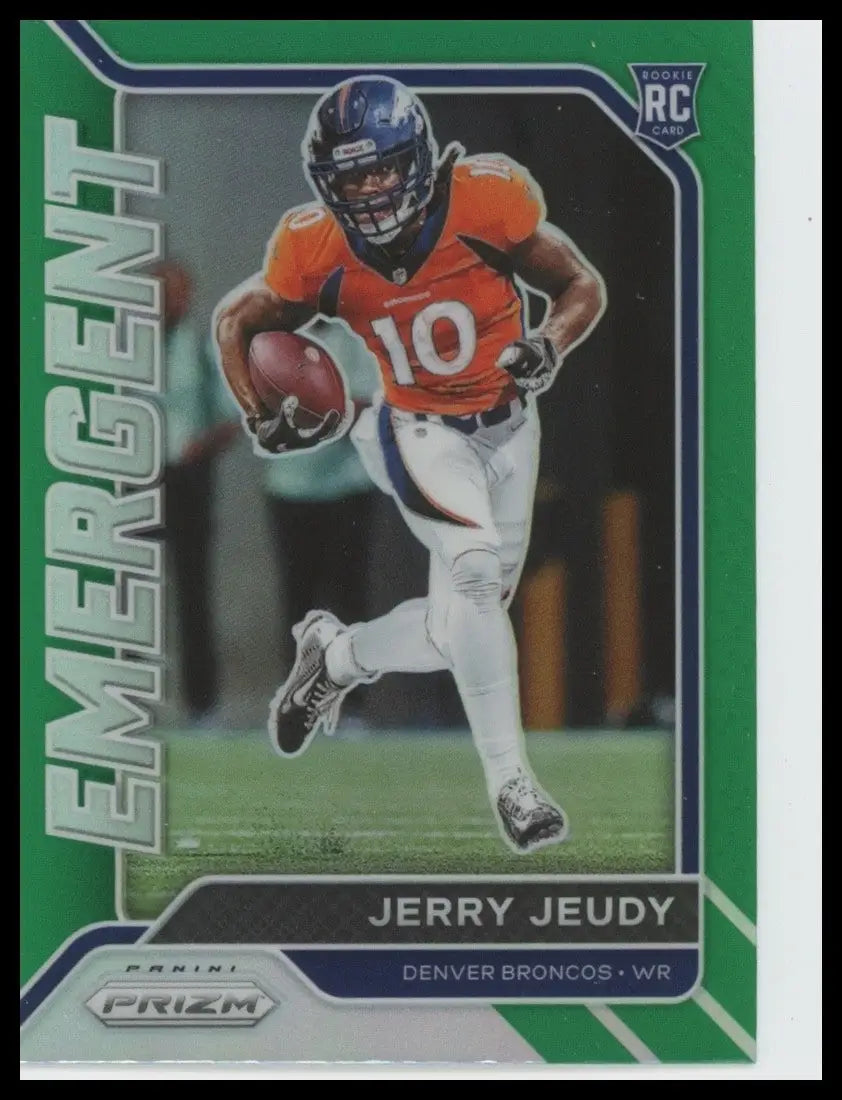 2020 Panini Prizm Emergent Green Jerry Jeudy Rookie #8 Denver Broncos Football