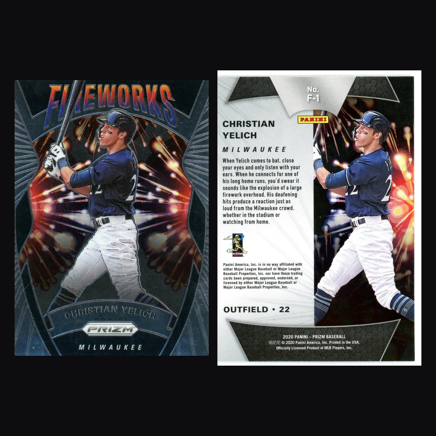 2020 Panini Prizm Fireworks #F-1 Christian Yelich Brewers - Baseball Card Single