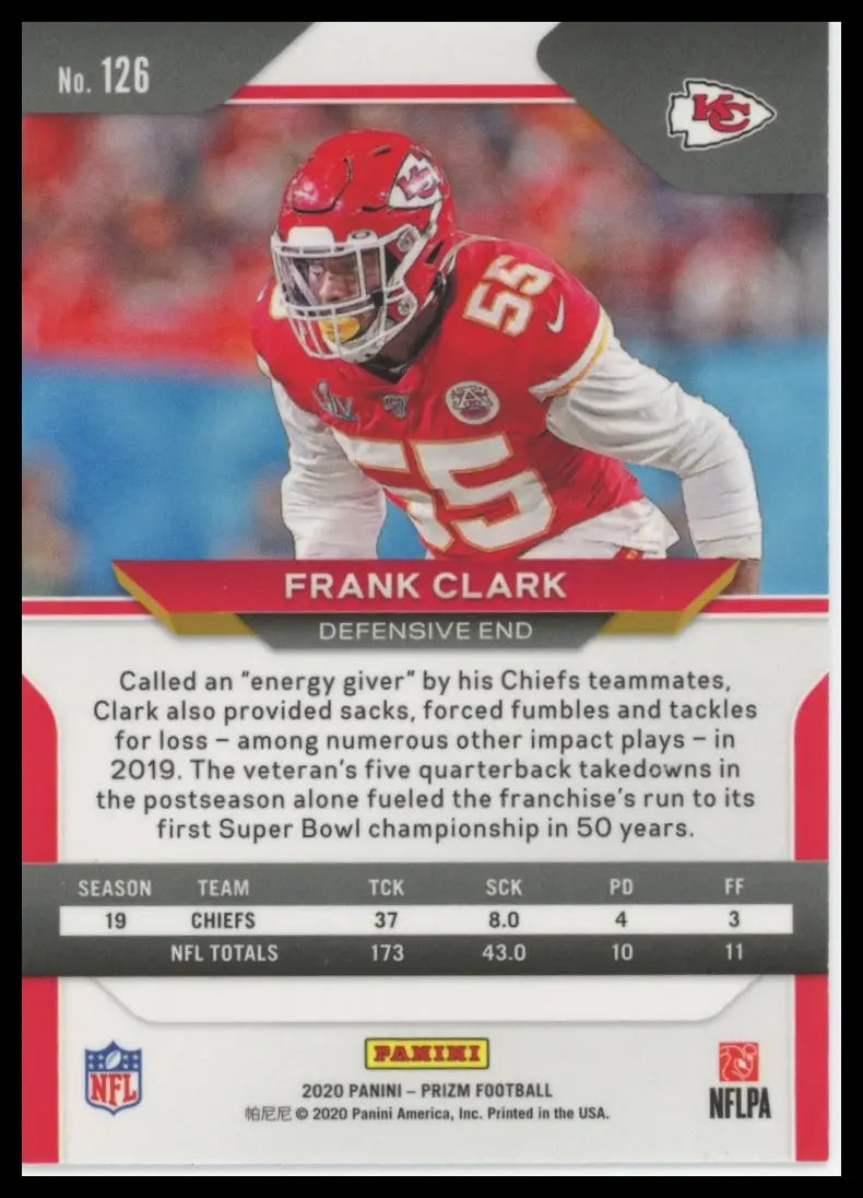 2020 Panini Prizm Frank Clark 126 Kansas City Chiefs - Football Card Single