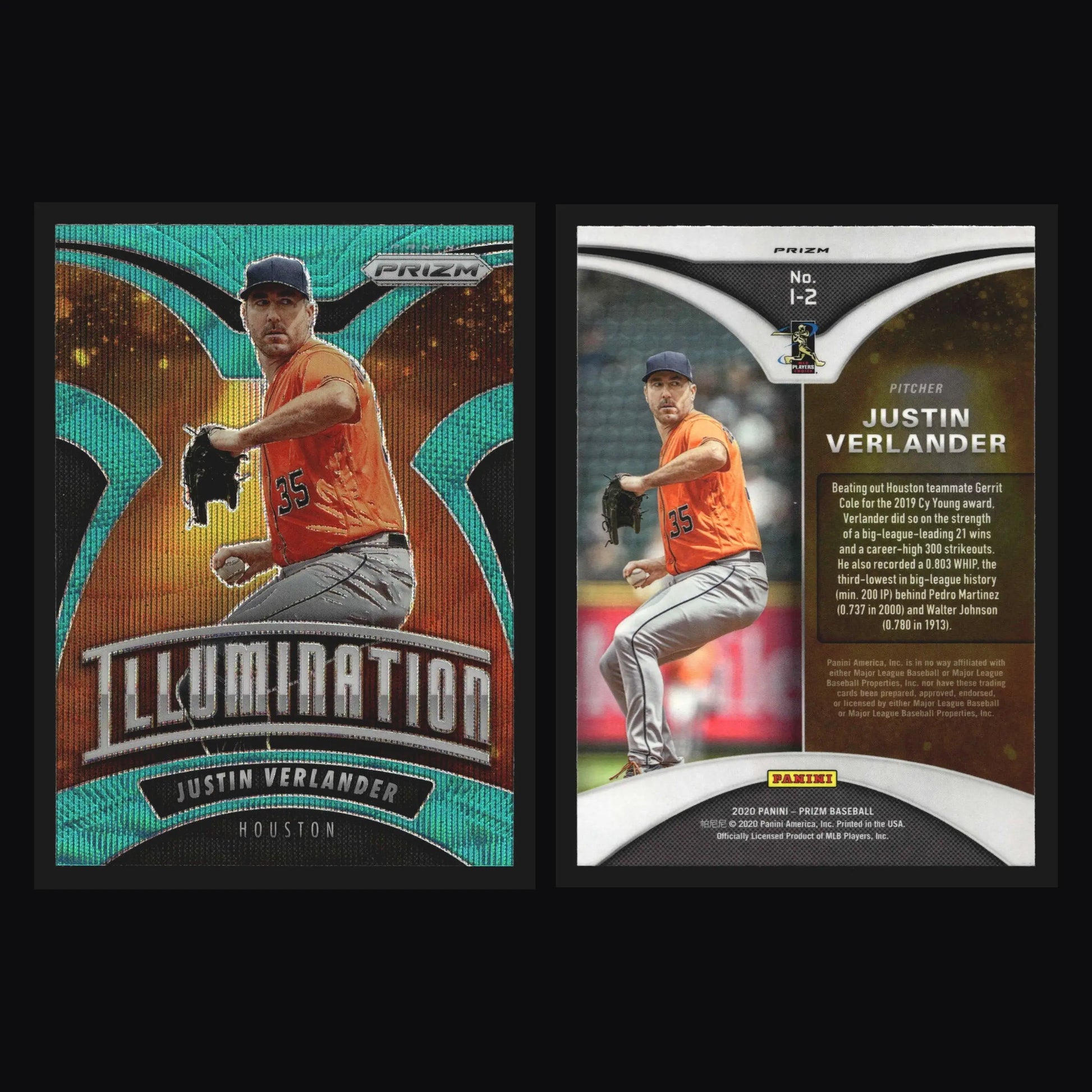 2020 Panini Prizm Illumination #I-2 Justin Verlander Teal Wave Prizm - Baseball Card Single