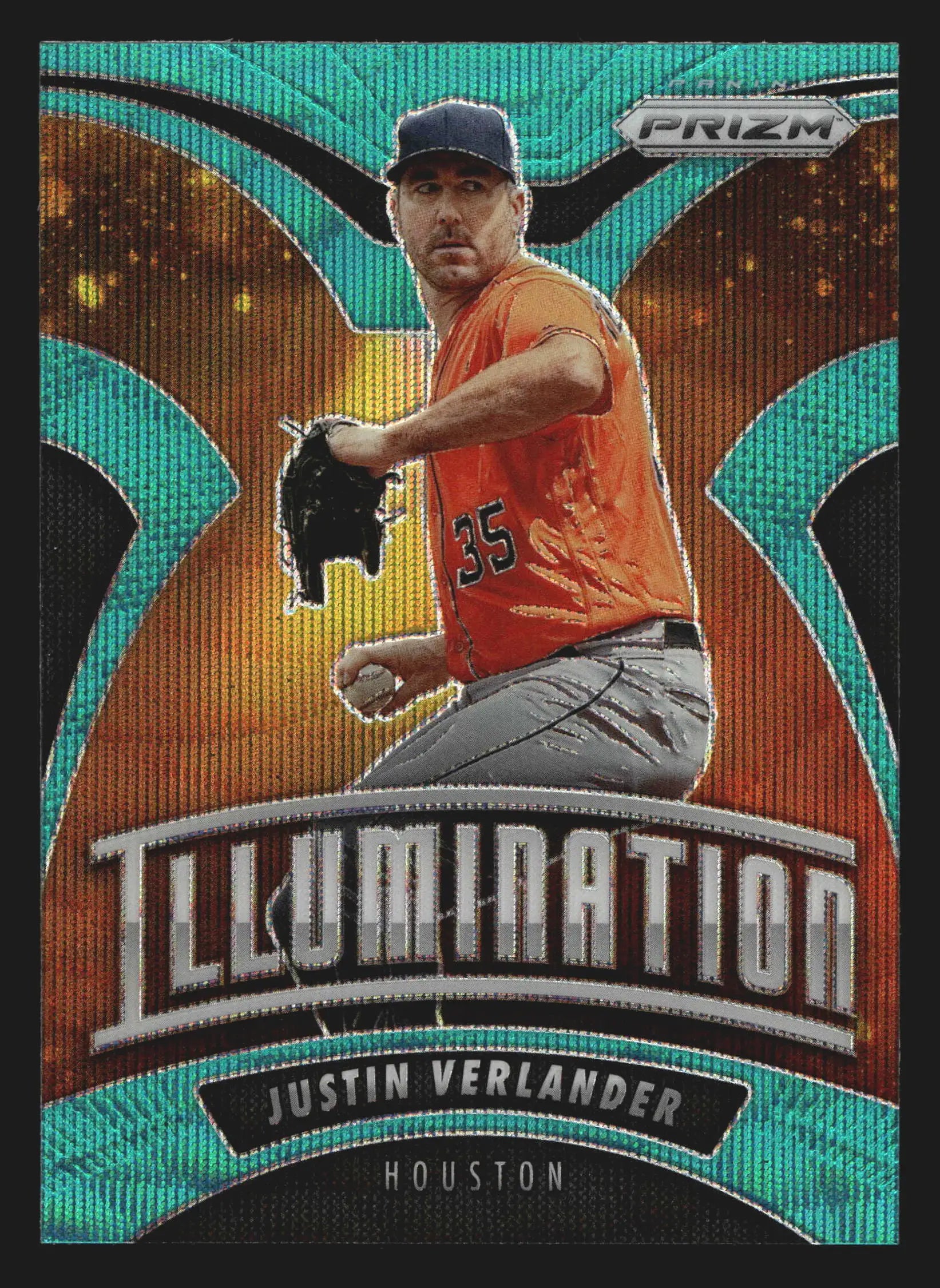 2020 Panini Prizm Illumination #I-2 Justin Verlander Teal Wave Prizm - Baseball Card Single